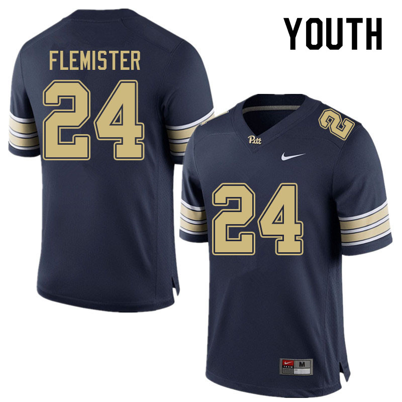 Youth #24 C'Bo Flemister Pitt Panthers College Football Jerseys Sale-Navy